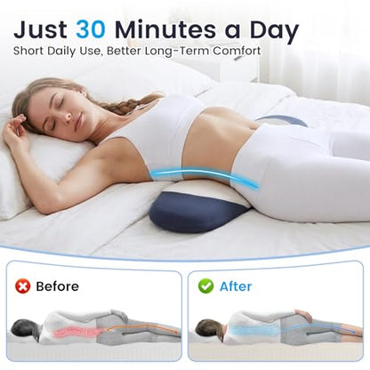 Lumbar Support Pillow for Bed, Double Layer Memory Foam Back Pillow for Lower Back Comfort & Support, Ideal for Office Workers, Drivers & Active Lifestyles