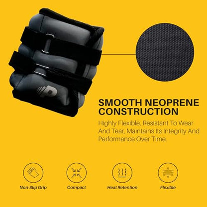 Premier Pitching Wrist Weight Set | Adjustable Neoprene Weighted Hand Weights | Strength Training Fitness Workout, Running, Lifting | Hook and Loop Fastener - Black