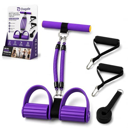 Pedal Resistance Band with Handles, Detachable Resistance Tubes with Foot Pedals & Door Anchor, Multifunction Fitness Workout Equipment for Abs Arms Legs Waist Training