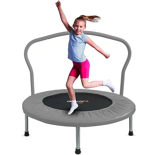 Ativafit 36'' Trampoline for Kids Foldable Mini Toddler Trampoline with Comfortable Foam Handle Play Indoor Outdoor Home Use for Boys Girls for Fun
