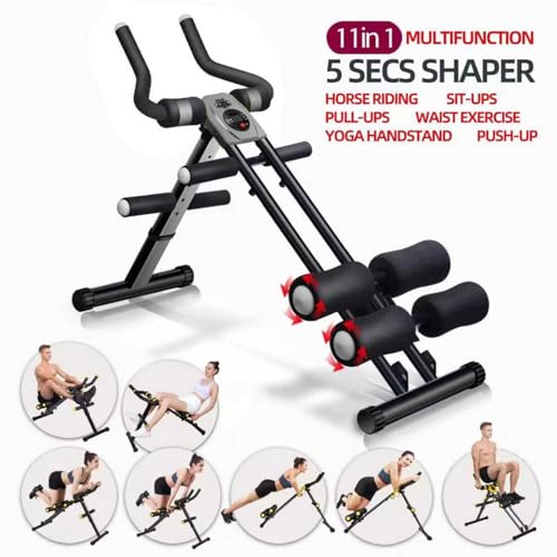 Foldable Ab Workout Machine for Home Gym – Adjustable Core & Waist Trainer for Women, Full Body Abdominal Exercise Equipment with Resistance Bands & LCD Display
