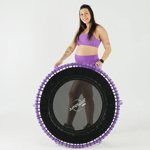 JumpSport 350 PRO 39 Inch Fitness Trampoline Indoor Rebounder Cardio Workout Equipment 300 lb Capacity - color: Black, Purple