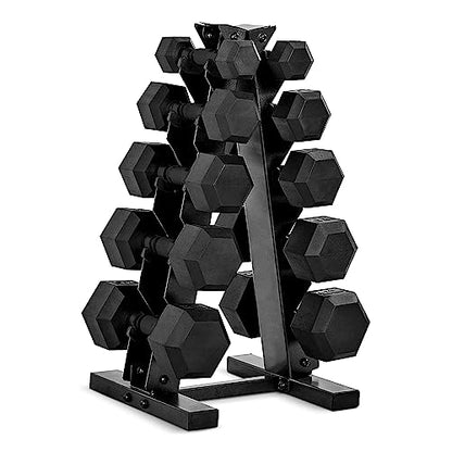 CAP Rubber Coated Dumbbell Weight Set with Vertical Rack | 100 lb, 150 lb, and 210 lb Options - size: 150 lb - Set, style: Black Handle
