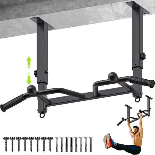 SELEWARE Heavy Duty Welded Pull Up Bar Wall/Joist/Ceiling Mount Chin Up Bar - color: F2: Black 24" Ceiling Mount Pull Up Bar