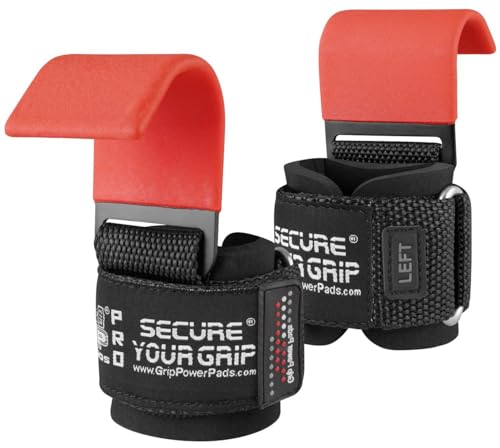 Weight Lifting Rod Hooks Heavy Duty Wrist Wraps Power Weight Lifting Training Gym Grips Straps Set of 2 - color: RED, size: WOMEN-Wrist Size Small/Medium