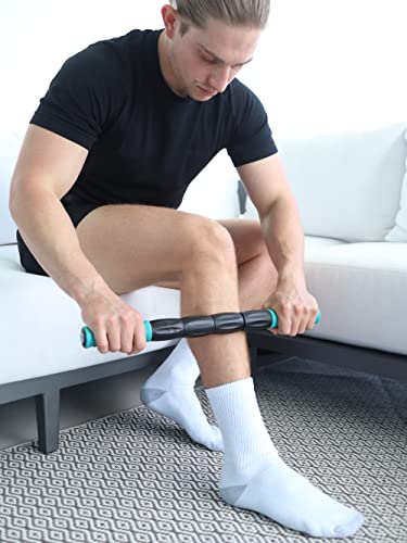 Skelcore 18" Muscle Roller Massage Stick - Athletes 18" Massage Roller Bar for Relieving Muscle Soreness Cramping Tightness Physical Therapy & Recovery, Travel Size 18 inch