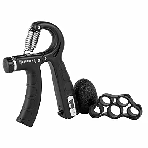 Grip Strength Trainer Kit (3 Pack), Counting Hand Gripper Adjustable Resistance from 11-132 LB (5-60 kg), Finger Stretcher & Stress Relief Grip Ball for Athletes Muscle Building and Injury Recovery