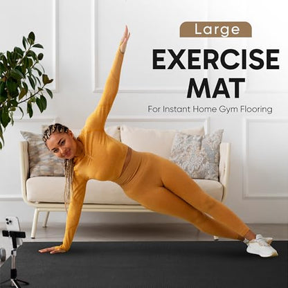 Gorilla Mats Extra Large Exercise Mat – 9'x6', 12'x6', 15'x6' (1/4" Thick) – Ultra Durable Workout Mat for Home Gym Flooring – Non-Slip, Flat Fitness, Yoga & Weight Lifting Floor Mat