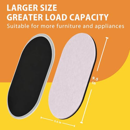 Extra Large Furniture Sliders for Carpet, 9.5 Inch Heavy Duty Reusable Moving Pads for Carpet and Hardwood Floors, Glides to Protect Surfaces and Easy Relocation