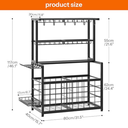 HOOBRO Sports Equipment Garage Organizer, Ball Storage Rack with Basket, Heavy Duty Ball Holder with Hooks, for Outdoor, Garage, Club, Basement, Black BK80JJ01