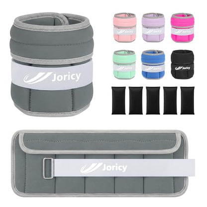 Adjustable Ankle Weights for Women Men A Pair of 1-3/4/5/6/8/10/20LBS - color: Grey