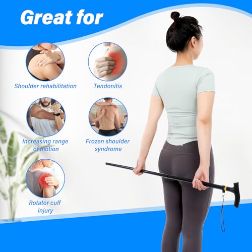 Foldable Shoulder Wand for Physical Therapy & Rotator Cuff Rehab - Lightweight, Portable & Long Enough - Exercise Equipment & Stretching Tool