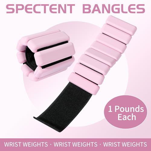 Ankle & Wrist Weights for Women – Adjustable Silicone Wrist & Ankle Weights, Wearable Arm/Leg Set for Pilates, Yoga, Walking & Strength Training (1 or 2lbs Pair Black or Pink)