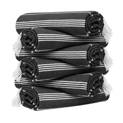 HAVLULAND Turkish Beach Towels, Set of 12, Oversized 72"x40" - Black - color: Black, size: 12 Pack