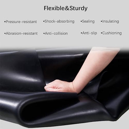 Solid Rubber Sheet, Rolls, Strips 1/16 (.062)" Thick X 12" Wide X 10'Long, Solid Rubber Rolls for Warehouse Anti-Slip, Flooring, Abrasion