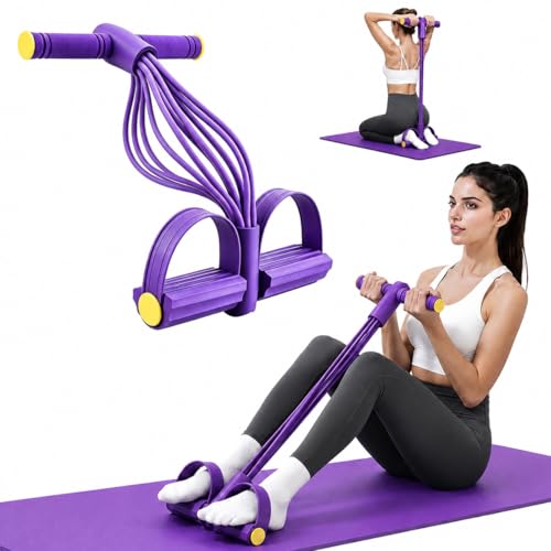 Pedal Resistance Bands with Handles, Upgraded 6/8/10 Tube Heavy Duty TPE Non-Slip NBR+PP, Full Body Yoga Workout Band for Abdomen Leg Glute, for Men and Women