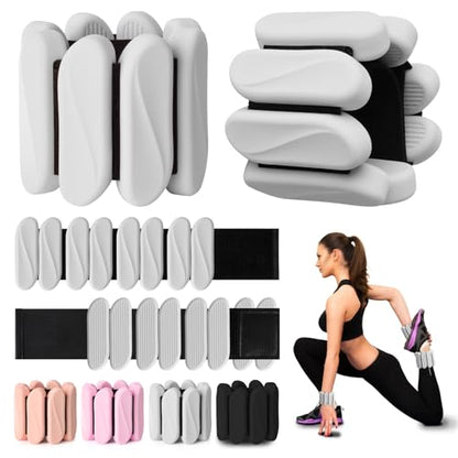 Wrist Weights, 2Pack Wrist Ankle Weights for Women & Men, 2lb Adjustable Silicone Arm and Leg Weighted Bangles(1LBs Each), Fits for Yoga, Pilates, Home Gym, Jogging, Cardio, Strength Training