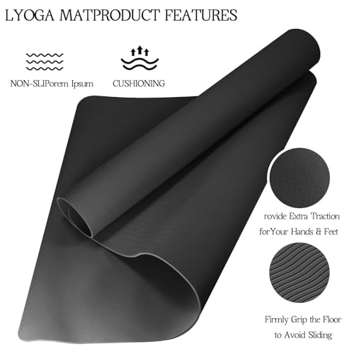 VTORY Extra Large Yoga Mat Thick Exercise Mat for Men and Women, Non-Slip, Durable Workout Mat for Home Workout, Yoga, Pilates, Stretching