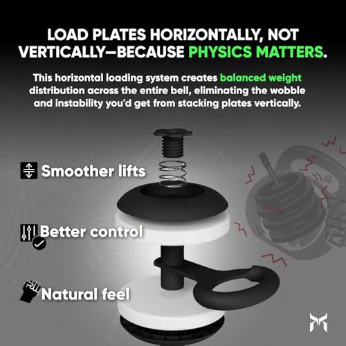 Kensui EZ-BELL PRO - Plate Loaded Adjustable Kettlebell, 100 lb Capacity | Compact plate-loaded design lets you train swings, cleans, presses, carries and full body workouts using Olympic plates