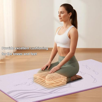 Extra Wide Yoga Mat 76"x40"x10mm TPE Double-Width Exercise Mat for Couples, Tall Yogis & Home Workouts, Non-Slip, Free of PVC & Latex - color: Light pink + red