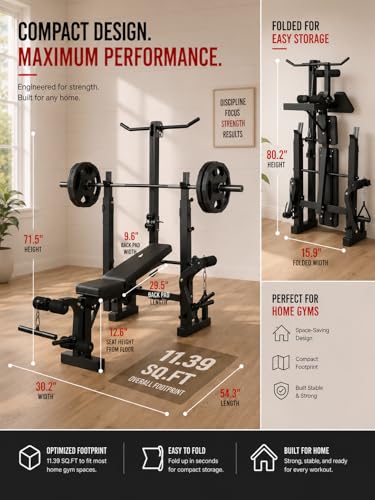 Garvee 8 in 1 Olympic Weight Bench Set with Leg Extension & Curl, Adjustable Bench Press Set with Rack, Preacher Curl Pad, Chest Fly，Lat Pulldown, Multi-Function Home Gym Strength Training Equipment