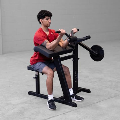 Body-Solid (GCBT380B) Cam Series - Adjustable Seat Biceps and Triceps Machine for Home Gym - Compact Workout Equipment for Arm Training and Weight Lifting, Black