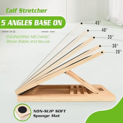 Wooden Slant Board for Calf Stretching, Portable Rehab Stretching Board Adjustable Slant Board for Calf Stretching for Ankle Heel Feet Leg Knees Recovery & Strength Training ﻿