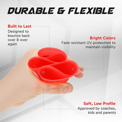 Pro Disc Cones (Set of 50) - Agility Soccer Cones with Carry Bag and Holder for Sports Training, Football, Basketball, Coaching, Practice Equipment, Kids - Includes 15 Best Cone Drills Book - color: Blue and Red