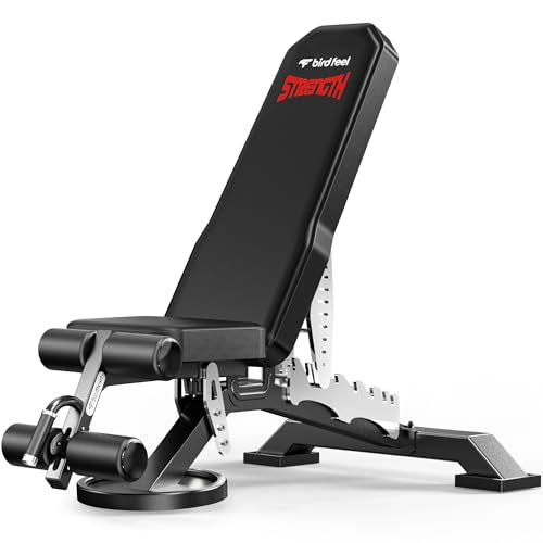 Commercial Adjustable Weight Bench, 1800LBS Heavy Duty Workout Bench for Home Gym Strength Training, Removable Leg Holder for Flat/Incline/Decline Sit Up & Full Body Workout - color: Black Red