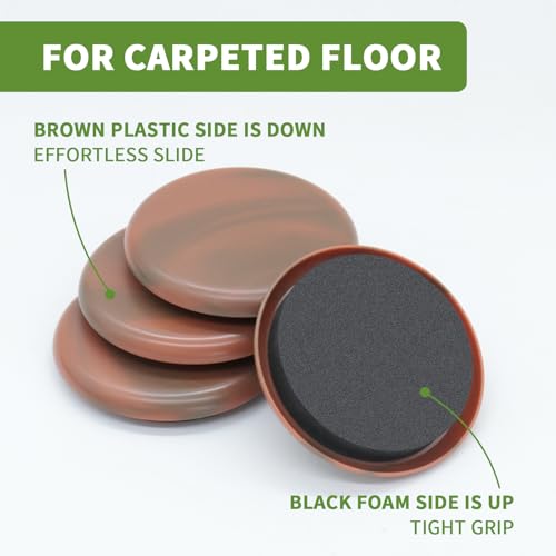 Furniture Sliders for Carpet 16 PCS - 2 1/2" Brown Coffee - size: 16 PCS 2 1/2 inch Brown Coffee