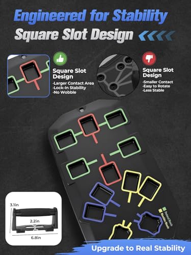 Push Up Board 20-In-1 Workout Equipment, Pushup Board with Handles, Puzzle-Style Snap Design with Square Slots, Home Gym Fitness Equipment for Chest, Shoulders, Back & Triceps, Men and Women