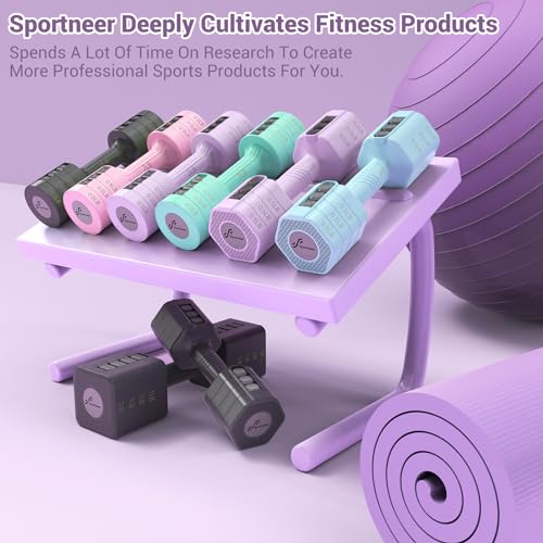 Sportneer Adjustable Dumbbells Hand Weights Set: 5 lb Dumbbell Set of 2 Each 2lb 3lb 4lb 5lb Free Weights Fast Adjust Weight 4 In 1 Weights Dumbbells Set for Women Men Home Gym Exercise Training