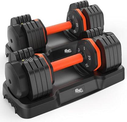 25LB 55LB Adjustable Dumbbells Set, 5LB to 25LB Dumbbell Pair,15LB to 55LB Weight Set of 2, Home Gym 50lbs/110lbs, Anti-Slip Handle for Exercise Equipment