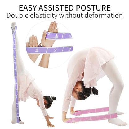 2 PCS Kids Stretching Strap - 8-Loop Adjustable Stretch Bands for Dance, Ballet, Yoga, Gymnastics Workout, Children‘s Fitness Equipment, Stretching Resistance Bands and Home Flexibility Training
