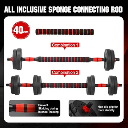 Adjustable Dumbbell Set, 22lbs Free Weights Dumbbells Set, 3 in1 Dumbbells Set Used as Barbell,Push-up Stand, Weight Set for Home Gym, Fitness Workout Equipment for Men Women