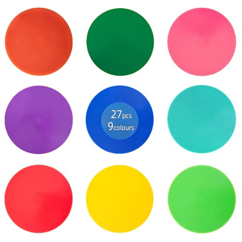 Non Slip Rubber Floor Markers 4 Inch 9 Inch 10 Inch | Multicoloured Poly Dots are suitable for football training and agility drills Marking positions in dance studios