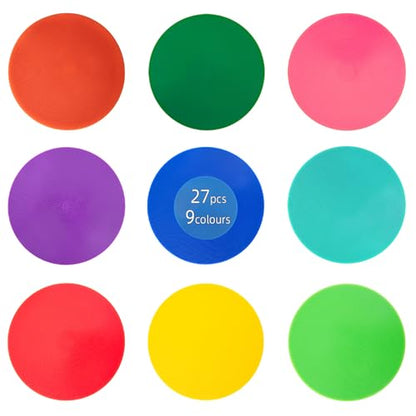 Non Slip Rubber Floor Markers 4 Inch 9 Inch 10 Inch | Multicoloured Poly Dots are suitable for football training and agility drills Marking positions in dance studios