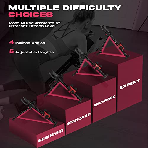 FLYBIRD AW1 Ab Workout Machine, Ab Crunch Machine Ab Workout Equipment Foldable for Home Gym, Bottom-Up Abdominal Trainer for Core Waist Workout and Body Shaping with Adjustable Heights and Angles, Red