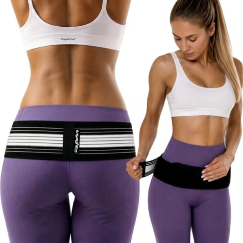 PlayActive Sacroiliac SI Joint Hip Belt - Lower Back Support Brace for Men and Women Braces Pain Pelvic Trochanter Sciatica Pelvis Lumbar Relief (XL-XXL) - color: Black & White, size: XL-XXL (Hip Size 47-56 inch)