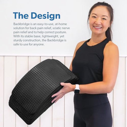 (Grey) + The Back Pain Relief Diet Book, Lower & Upper Back Stretcher For Lumbar Support, Spine Alignment & Back Pain Relief By Dr. Sinett