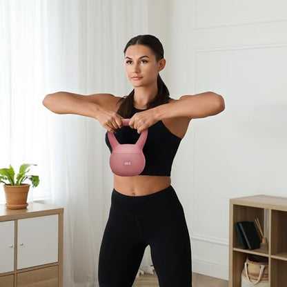 4kg Soft Kettlebell for Women, Non-Slip PVC Coated Home Fitness Weight for Pilates, Strength Training & Full-Body Workouts (Pink)