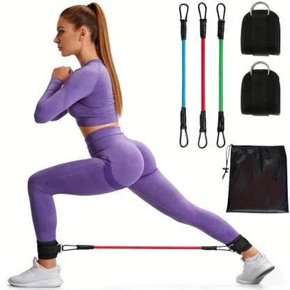 5-Piece Universal Ankle Resistance Band Set with Adjustable Straps for Yoga, and Fitness