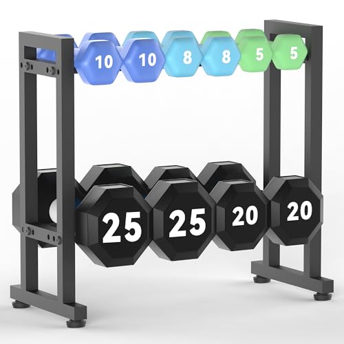 Dumbbell Rack 2-Tier 18 IN Length Adjustable Weight Rack for Home Gym Dumbbells Kettlebell, Small Dumbbell Rack 250 LB Capacity, Dumbbell Rack Stand Only