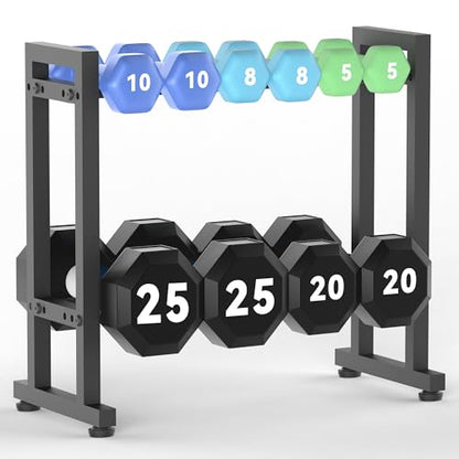 Dumbbell Rack 2-Tier 18 IN Length Adjustable Weight Rack for Home Gym Dumbbells Kettlebell, Small Dumbbell Rack 250 LB Capacity, Dumbbell Rack Stand Only