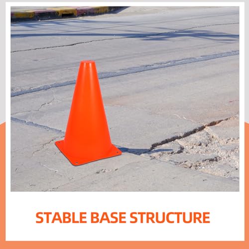 Operitacx 8pcs Orange Soccer Cones Non-Slip Base, 23cm Plastic Sports Training Cones for Football Agility Drills, Youth Practice Markers for Outdoor Soccer and Field Exercises