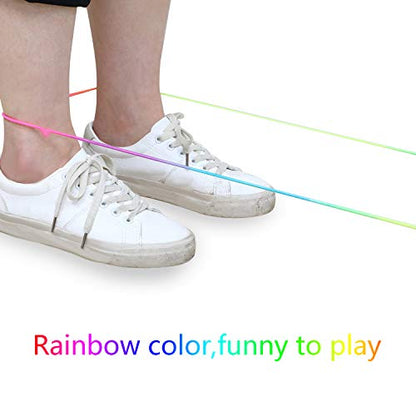 Gejoy 5 Pieces Chinese Jump Ropes Colorful Stretch Rope Elastic Rubber Twist Fitness Game for Outdoor Indoor Play Exercise Toys
