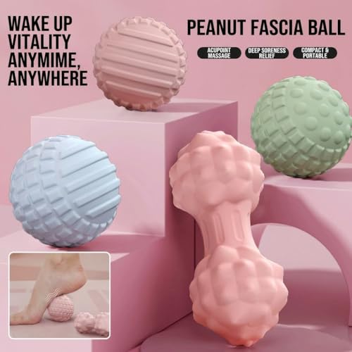Fascia Massage Ball, TPR Trigger Point Ball & Peanut Ball for Men Women Muscle Relief Yoga Fitness ([Blue] 4.5cm) - color: [Blue] 4.5cm