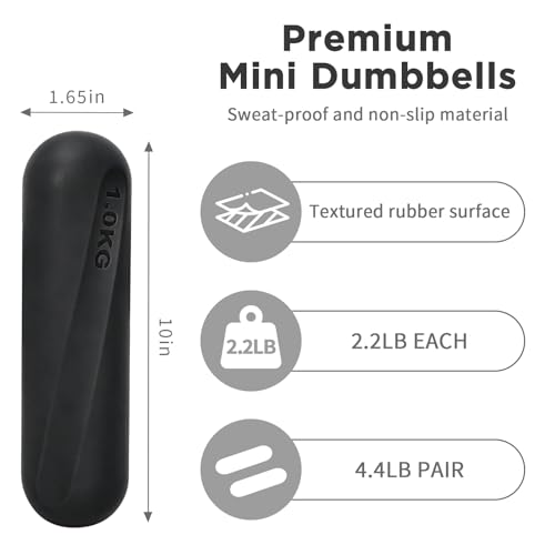 Dumbbell Set, Hand Weights For Women, 2.2lb Dumbbells Set of 2, Exercise & Fitness Dumbbells, Dumbbell Set for Walking, Yoga, Dance, Barre, Pilates, Cardio, Aerobics - color: BLACK