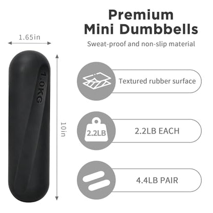 Dumbbell Set, Hand Weights For Women, 2.2lb Dumbbells Set of 2, Exercise & Fitness Dumbbells, Dumbbell Set for Walking, Yoga, Dance, Barre, Pilates, Cardio, Aerobics - color: BLACK