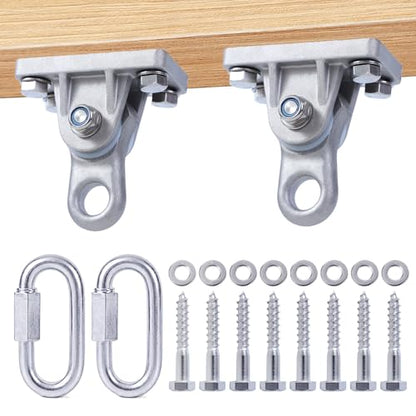 2 Pack Heavy Duty Swing Hangers (3000lb Capacity), Swivel Stainless Steel Swing Hooks Hardware Kit for Wooden Sets & Concrete, Hanging Mount for Porch Swing, Hammock, Yoga, Gym, Punching Bag